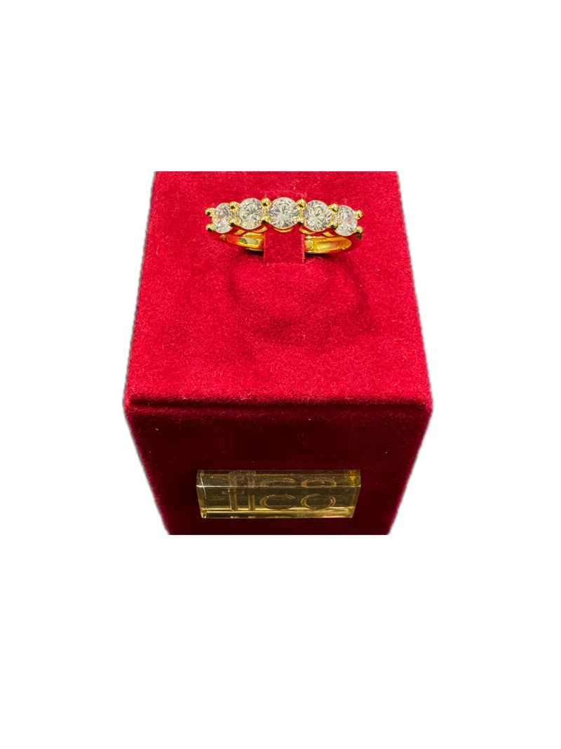 Fico Gioielli - Anello Regolabile in Argento 925 Veretta con 5 Zirconi