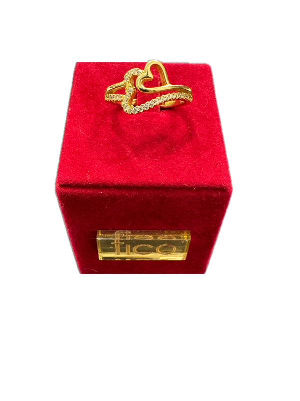 Fico Gioielli - Anello in Argento 925 Placcato Oro con Cuore e Zirconi
