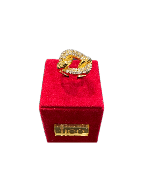 Fico Gioielli - Anello Regolabile in Argento 925 Placcato Oro con Zirconi  Design Nodo Elegante
