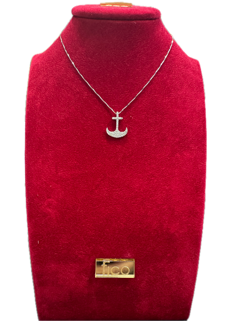 Fico Gioielli - Collana in Argento 925 con Ancora e Zirconi