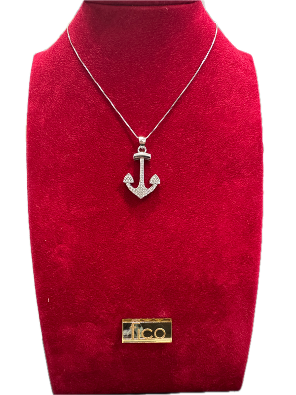 Fico Gioielli - Collana in Argento 925 con Ancora e Zirconi