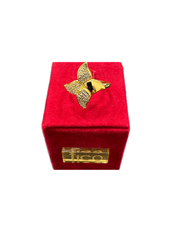 Fico Gioielli - Anello regolabile in Argento 925 Placcato Oro a Forma di Fiore
