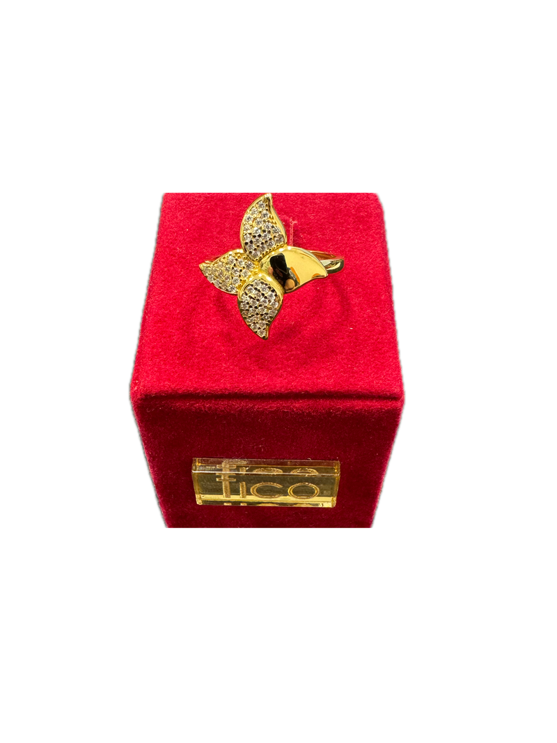 Fico Gioielli - Anello regolabile in Argento 925 Placcato Oro a Forma di Fiore