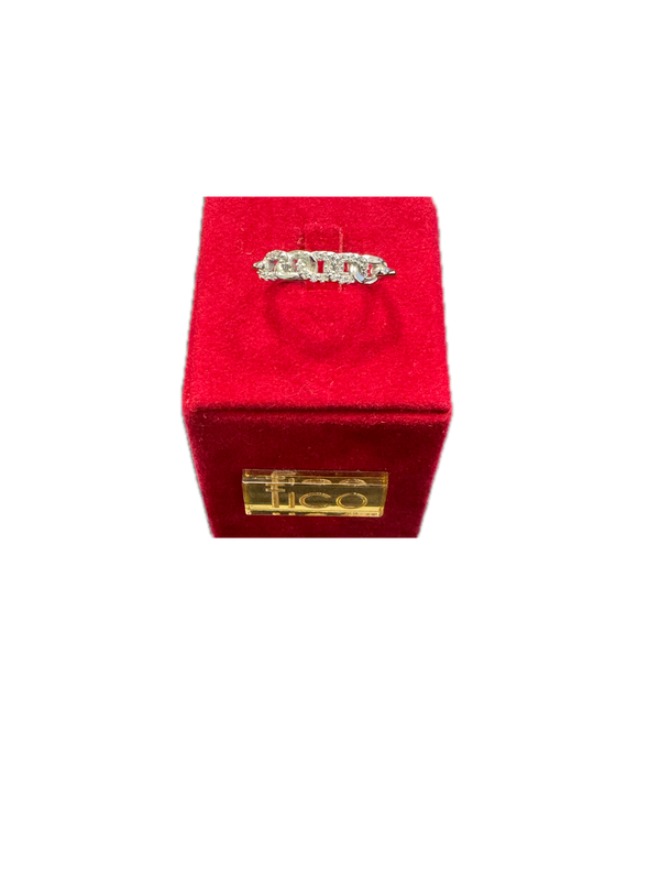 Fico Gioielli - Anello Regolabile in Argento 925 a Forma di Catena con Zirconi