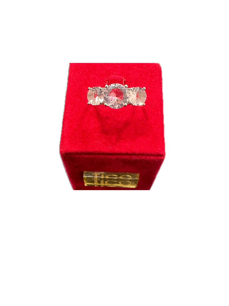Fico Gioielli - Anello Regolabile in Argento 925 con 3 Pietre Rosa