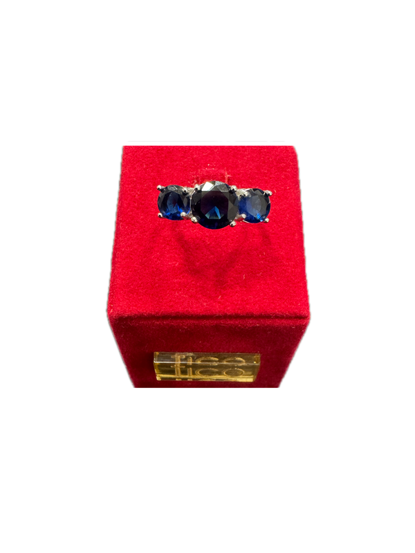 Fico Gioielli - Anello Regolabile in Argento 925 con 3 Pietre Blu