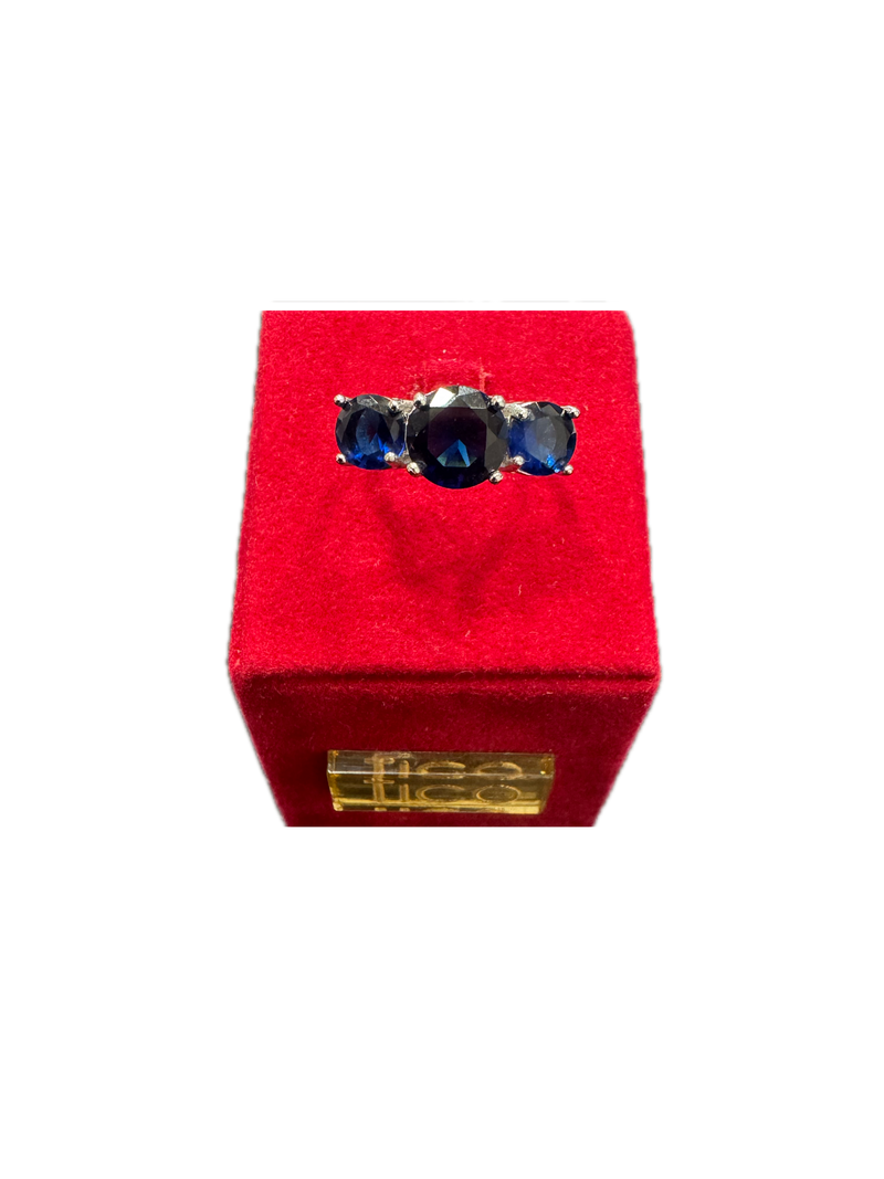 Fico Gioielli - Anello Regolabile in Argento 925 con 3 Pietre Blu