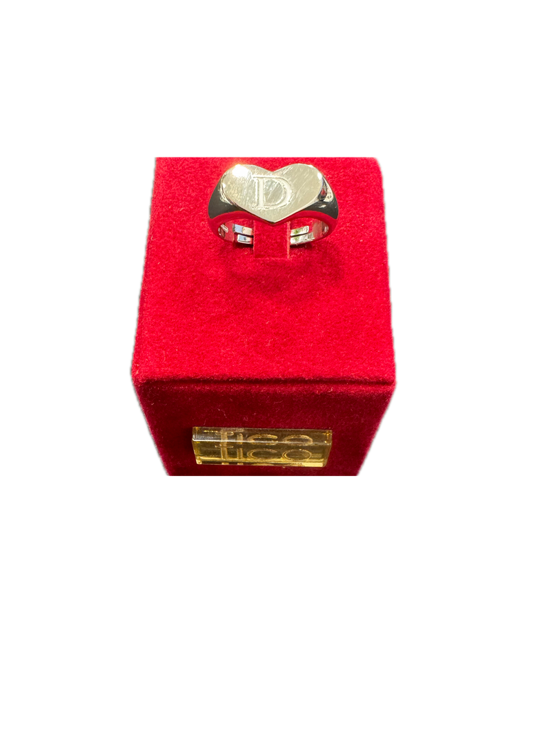 Anello Regolabile in Argento 925 a Cuore e Lettera "D"