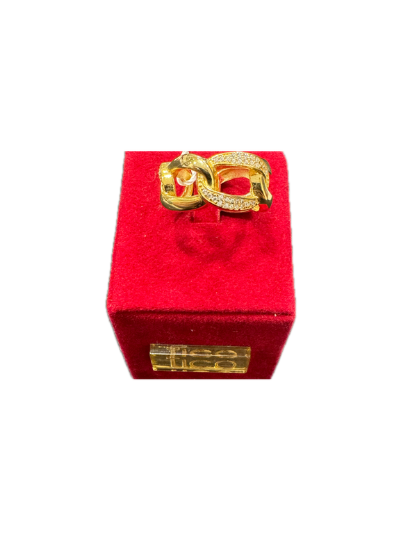 Fico Gioielli - Anello Regolabile Intrecciato in Argento 925 Placcato Oro con Zirconi