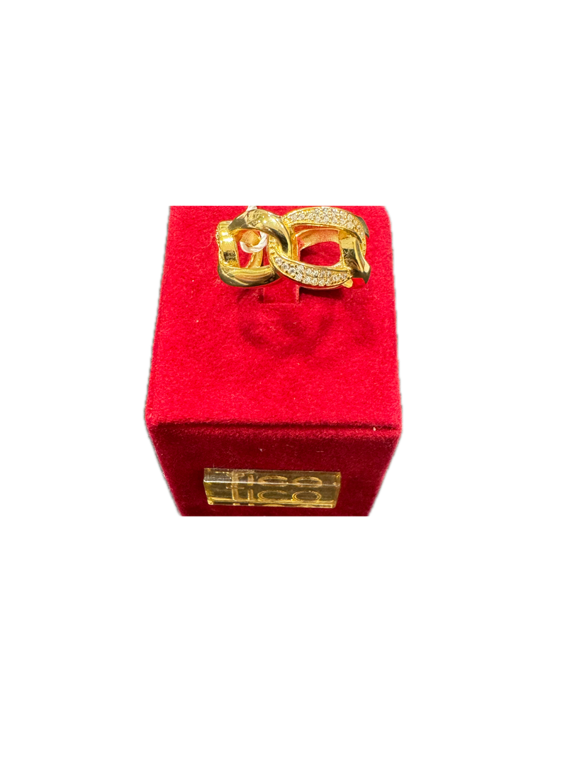 Fico Gioielli - Anello Regolabile Intrecciato in Argento 925 Placcato Oro con Zirconi