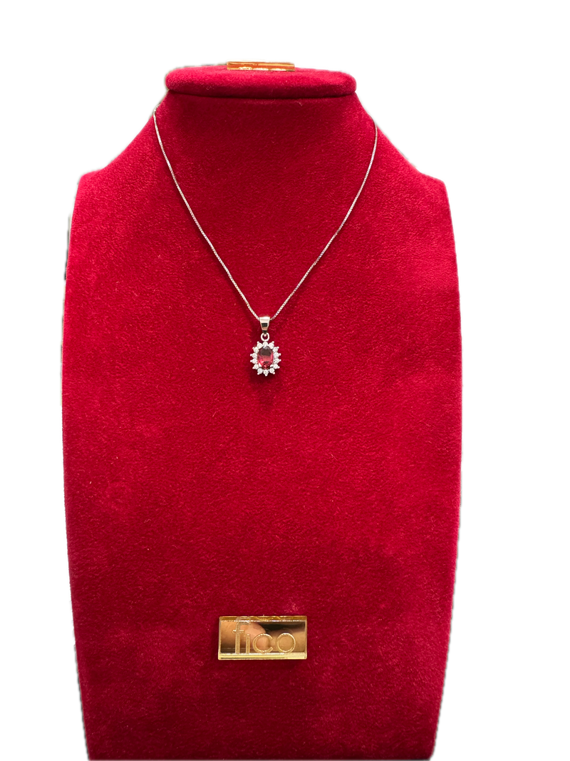 Fico Gioielli - Collana in Argento 925 con Pendente Fiore e Zircone Rosso
