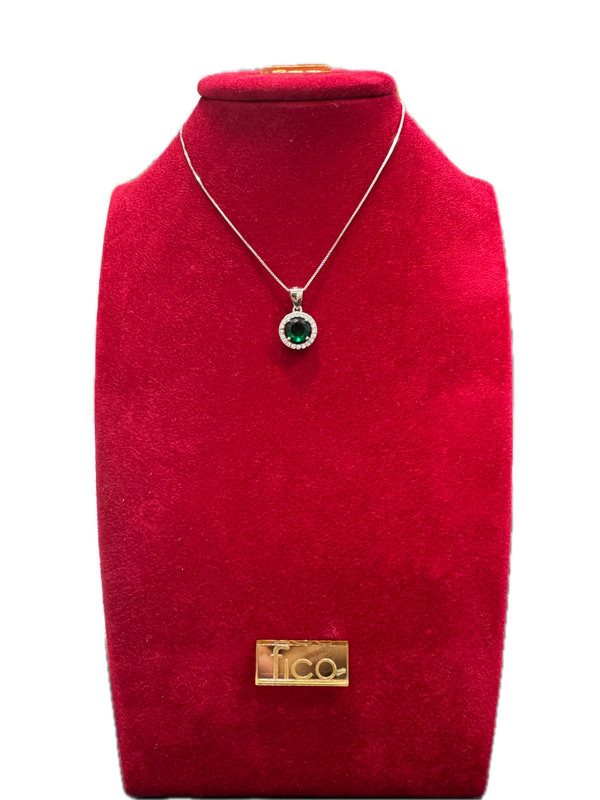 Fico Gioielli - Collana in Argento 925 con Pendente a cerchio e Zircone verde