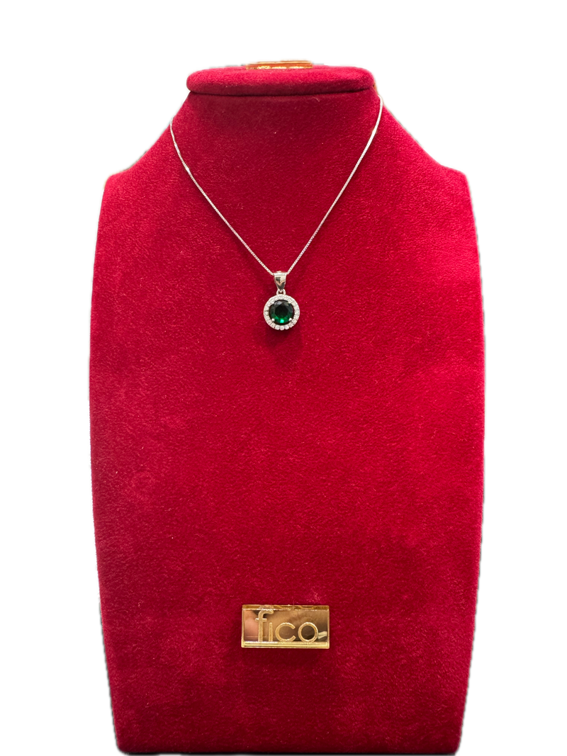Fico Gioielli - Collana in Argento 925 con Pendente a cerchio e Zircone verde