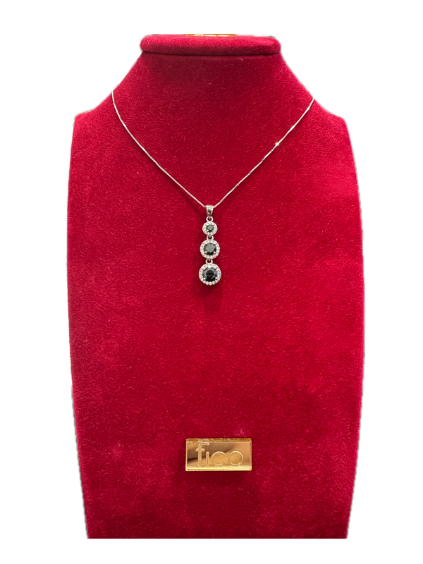 Fico Gioielli - Collana in Argento 925 con pendente e pietre nere