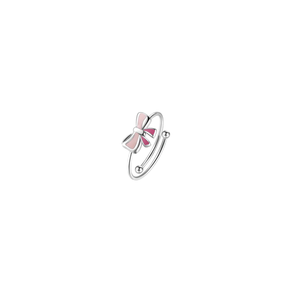 luca barra - ANELLO IN ACCIAIO, FIOCCO CON SMALTO ROSA E FUCSIA