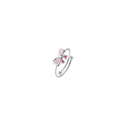 luca barra - ANELLO IN ACCIAIO, FIOCCO CON SMALTO ROSA E FUCSIA