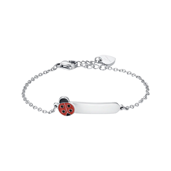 luca barra - BRACCIALE BAMBINA PERSONALIZZABILE IN ACCIAIO CON COCCINELLA