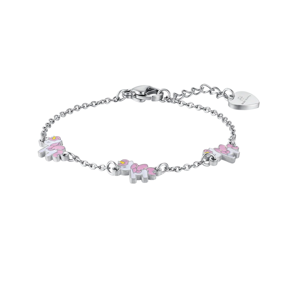 luca barra - BRACCIALE BAMBINA IN ACCIAIO CON UNICORNI