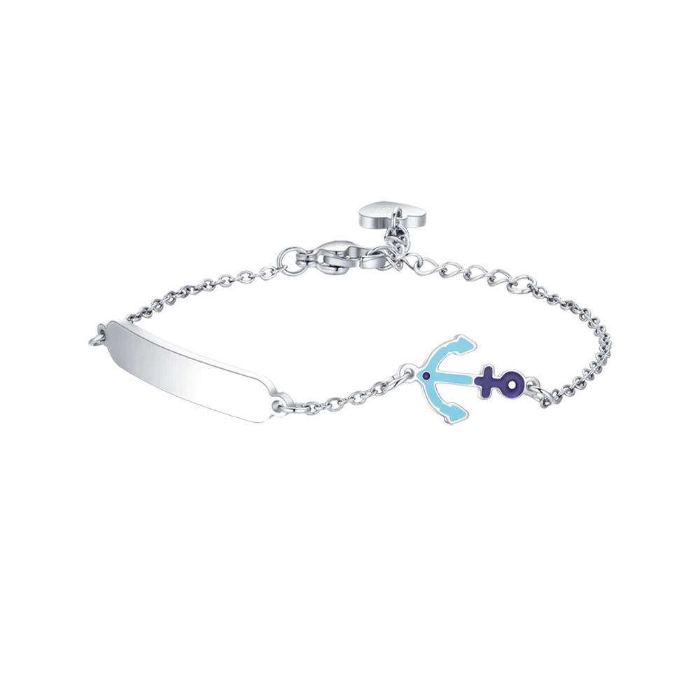 luca barra - BRACCIALE BAMBINO IN ACCIAIO CON ANCORA BLU