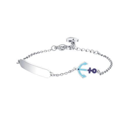 luca barra - BRACCIALE BAMBINO IN ACCIAIO CON ANCORA BLU