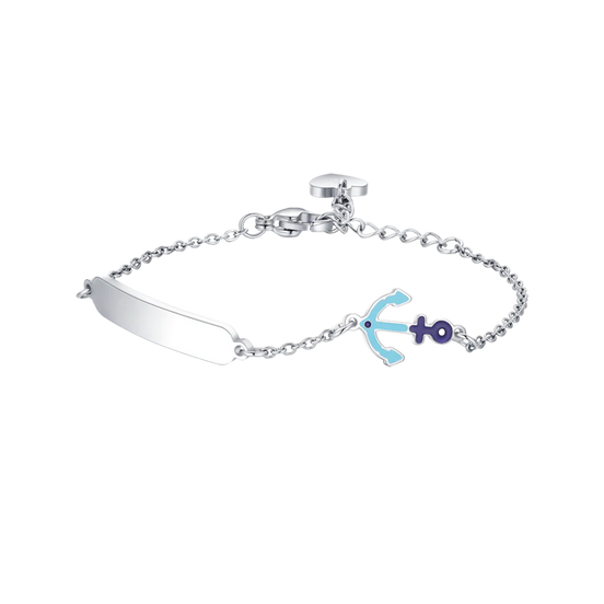 luca barra - BRACCIALE BAMBINO IN ACCIAIO CON ANCORA BLU