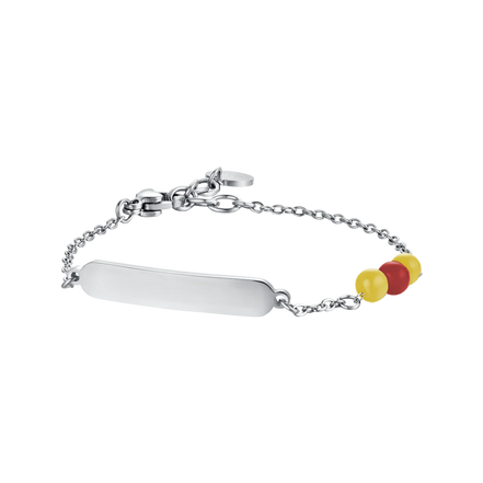 luca barra - BRACCIALE BAMBINO IN ACCIAIO CON PIETRE GIALLE E ROSSE