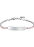luca barra - BRACCIALE TENNIS BAMBINA IN ACCIAIO CON CRISTALLI ROSA E PIASTRA
