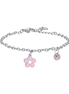 luca barra - BRACCIALE BAMBINA IN ACCIAIO CON FIORE CON SMALTO ROSA E BIANCO E CRISTALLO