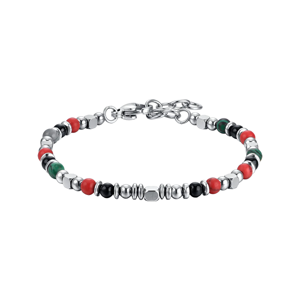 luca barra - BRACCIALE BAMBINO IN ACCIAIO CON PIETRE MULTICOLOR