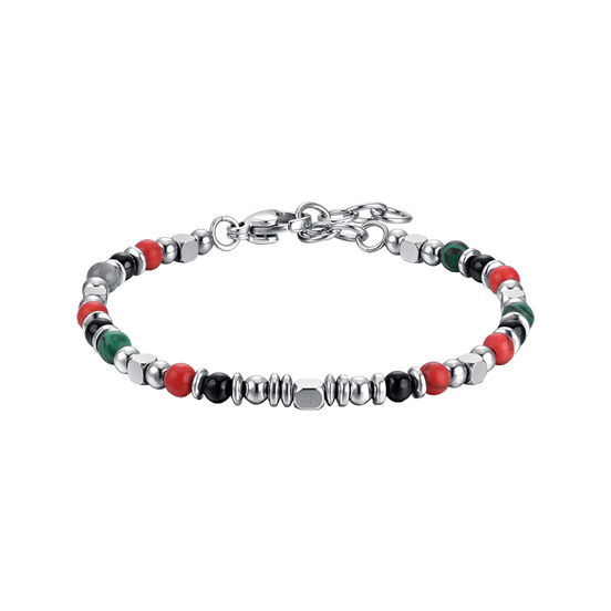 luca barra - BRACCIALE BAMBINO IN ACCIAIO CON PIETRE MULTICOLOR