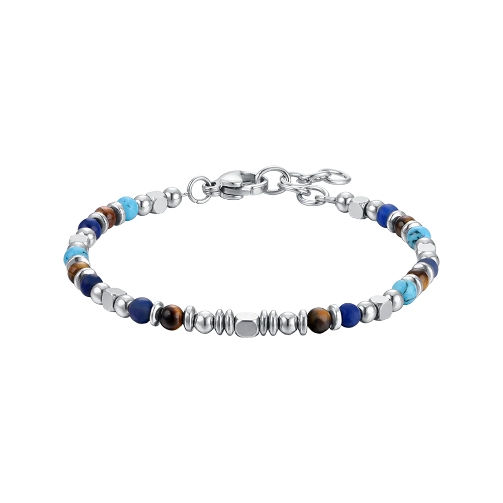 luca barra - BRACCIALE BAMBINO IN ACCIAIO CON PIETRE MULTICOLOR