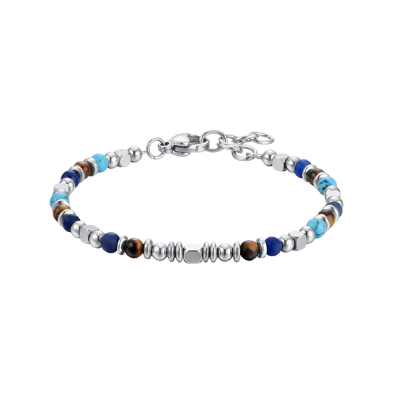 luca barra - BRACCIALE BAMBINO IN ACCIAIO CON PIETRE MULTICOLOR