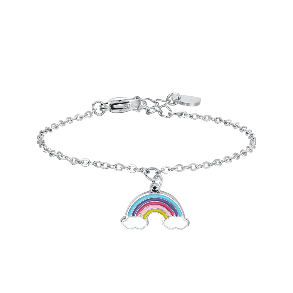 luca barra - BRACCIALE BAMBINA IN ACCIAIO CON ARCOBALENO