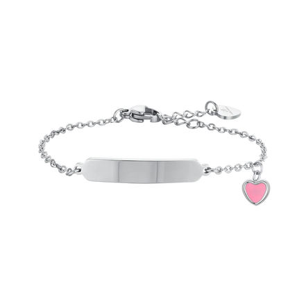 luca barra - BRACCIALE BAMBINA IN ACCIAIO CON CUORE E PIASTRA
