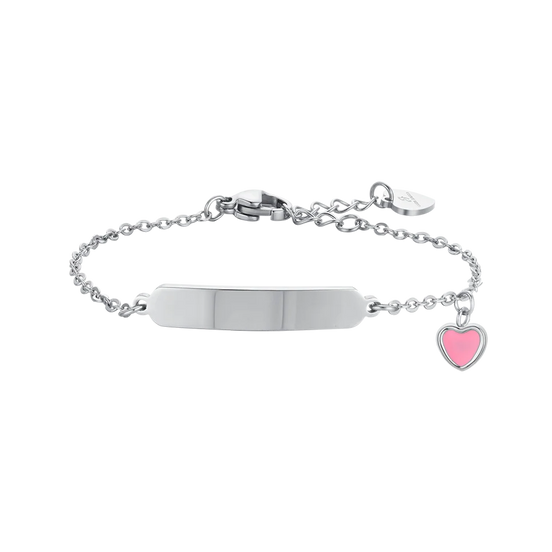 luca barra - BRACCIALE BAMBINA IN ACCIAIO CON CUORE E PIASTRA