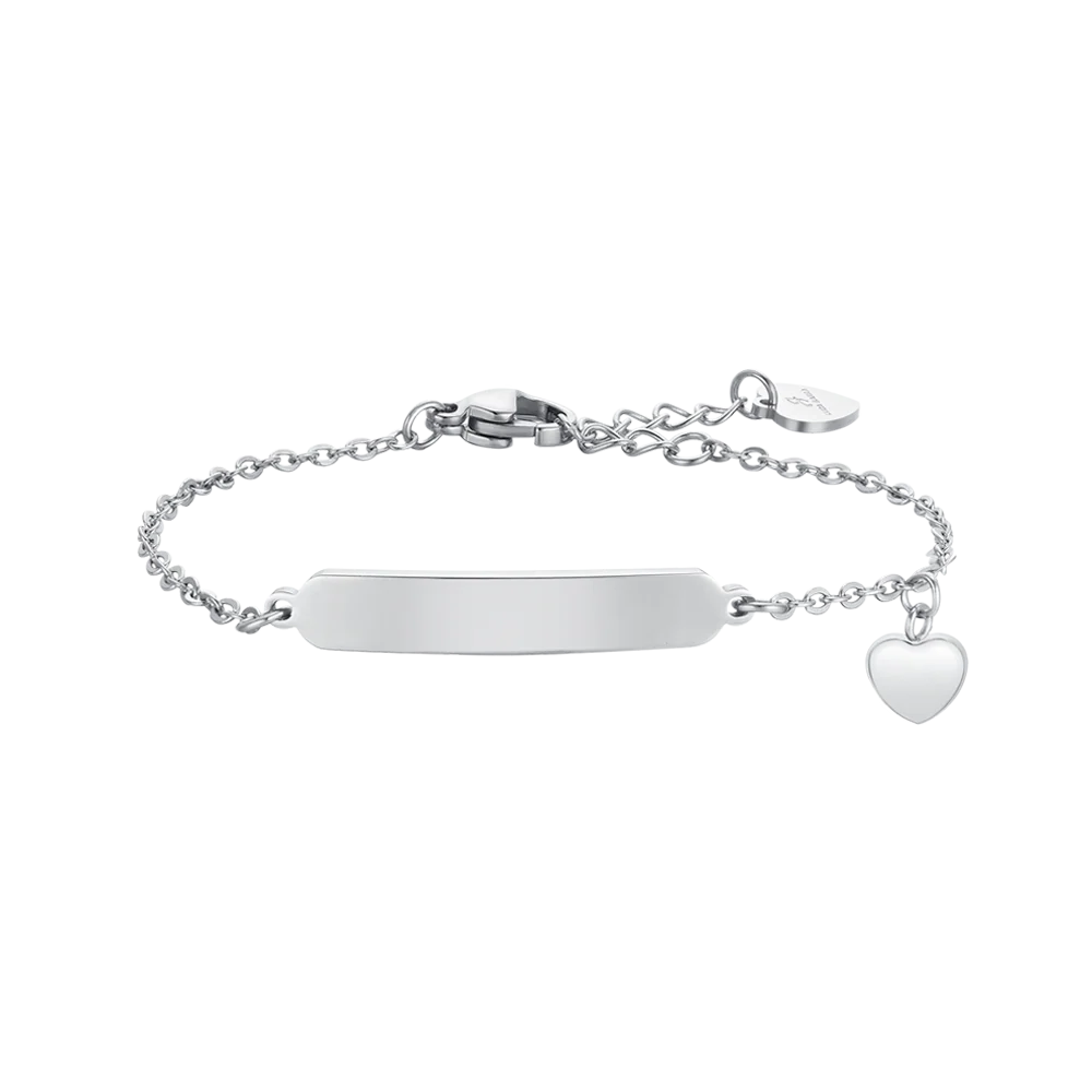 luca barra - BRACCIALE BAMBINA IN ACCIAIO CUORI E PIASTRA