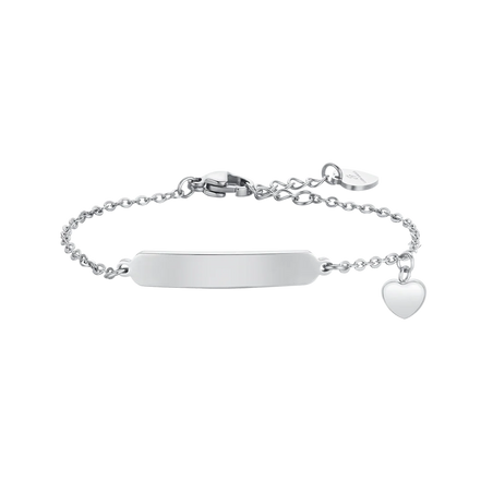 luca barra - BRACCIALE BAMBINA IN ACCIAIO CUORI E PIASTRA