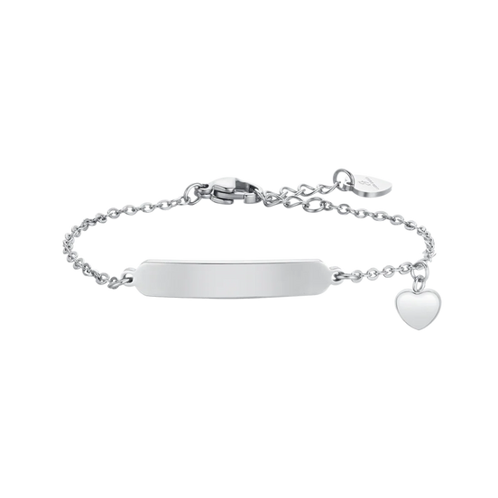 luca barra - BRACCIALE BAMBINA IN ACCIAIO CUORI E PIASTRA