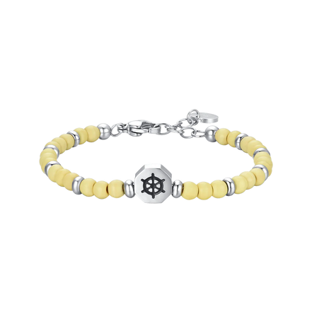 luca barra - BRACCIALE BAMBINO IN ACCIAIO TIMONE CON PIETRE GIALLE