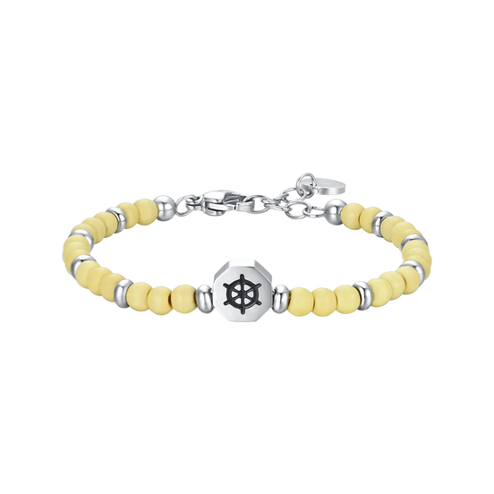 luca barra - BRACCIALE BAMBINO IN ACCIAIO TIMONE CON PIETRE GIALLE