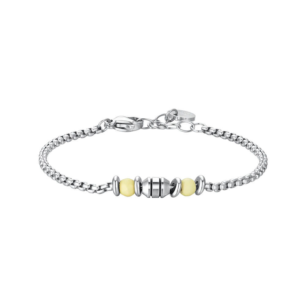 luca barra - BRACCIALE BAMBINO IN ACCIAIO PIETRE GIALLE
