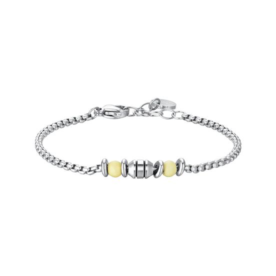 luca barra - BRACCIALE BAMBINO IN ACCIAIO PIETRE GIALLE