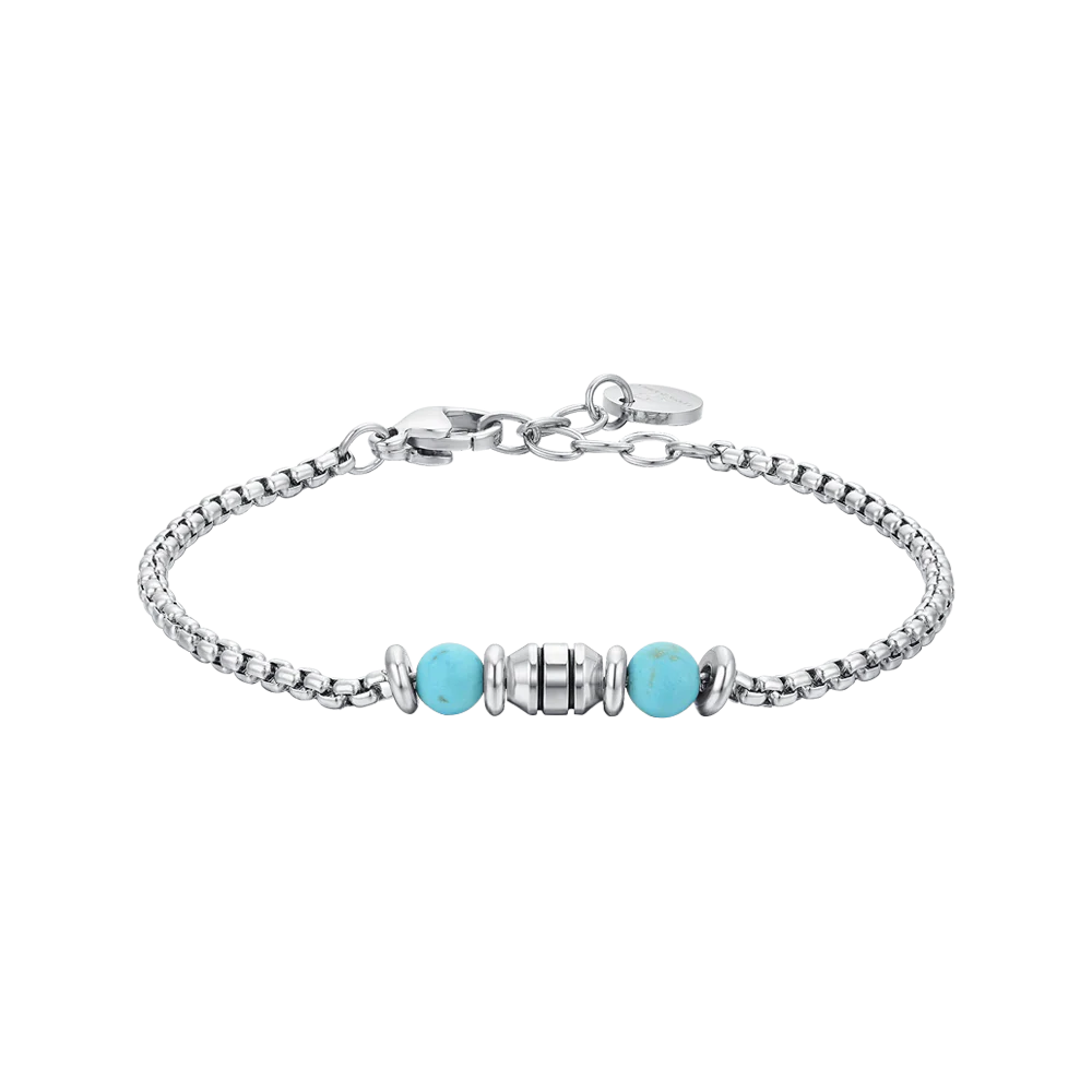 luca barra - BRACCIALE BAMBINO IN ACCIAIO PIETRE TURCHESI