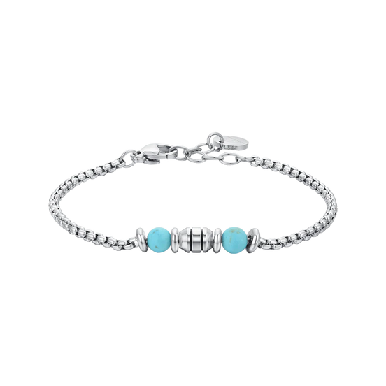 luca barra - BRACCIALE BAMBINO IN ACCIAIO PIETRE TURCHESI