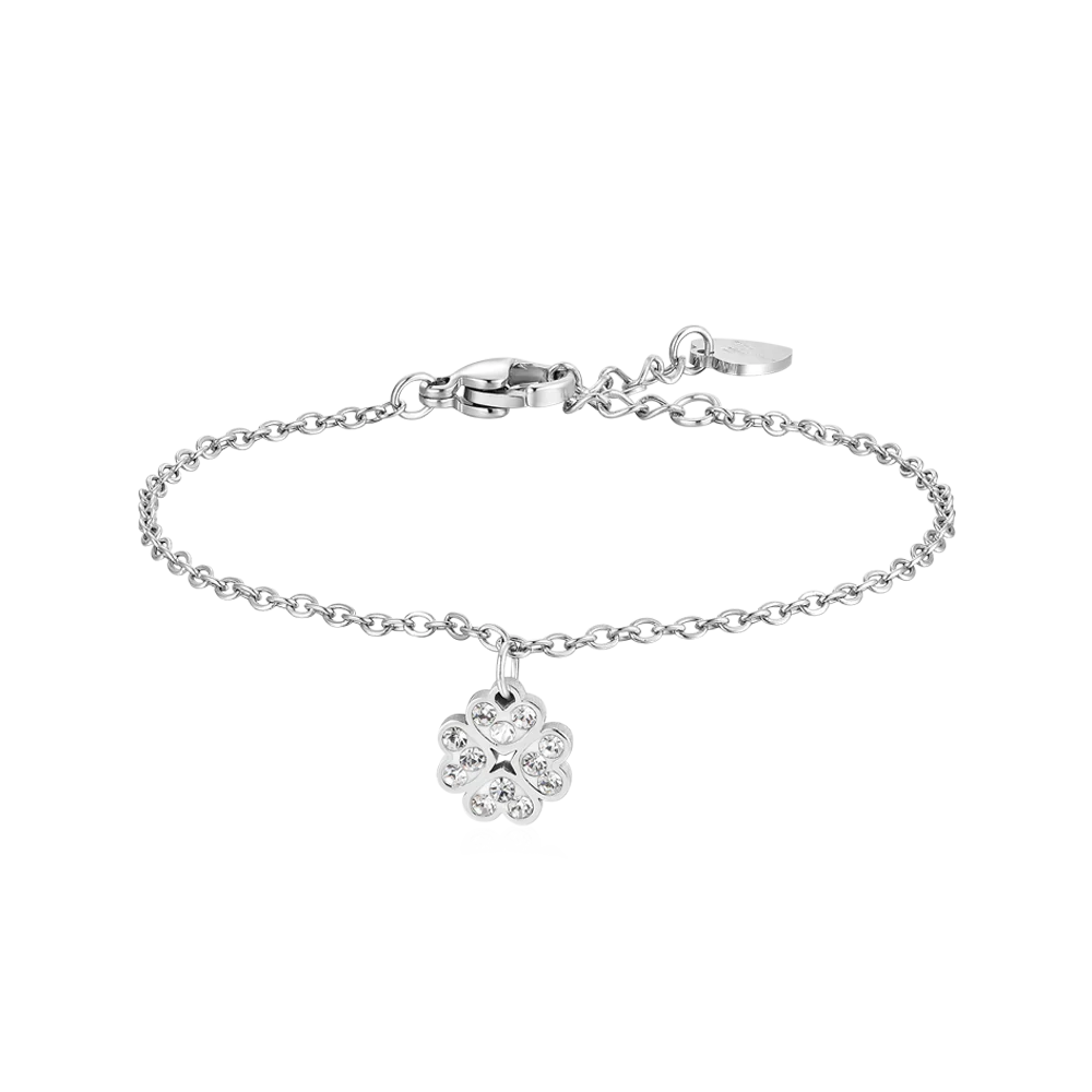 luca barra - BRACCIALE BAMBINA IN ACCIAIO CON QUADRIFOGLIO