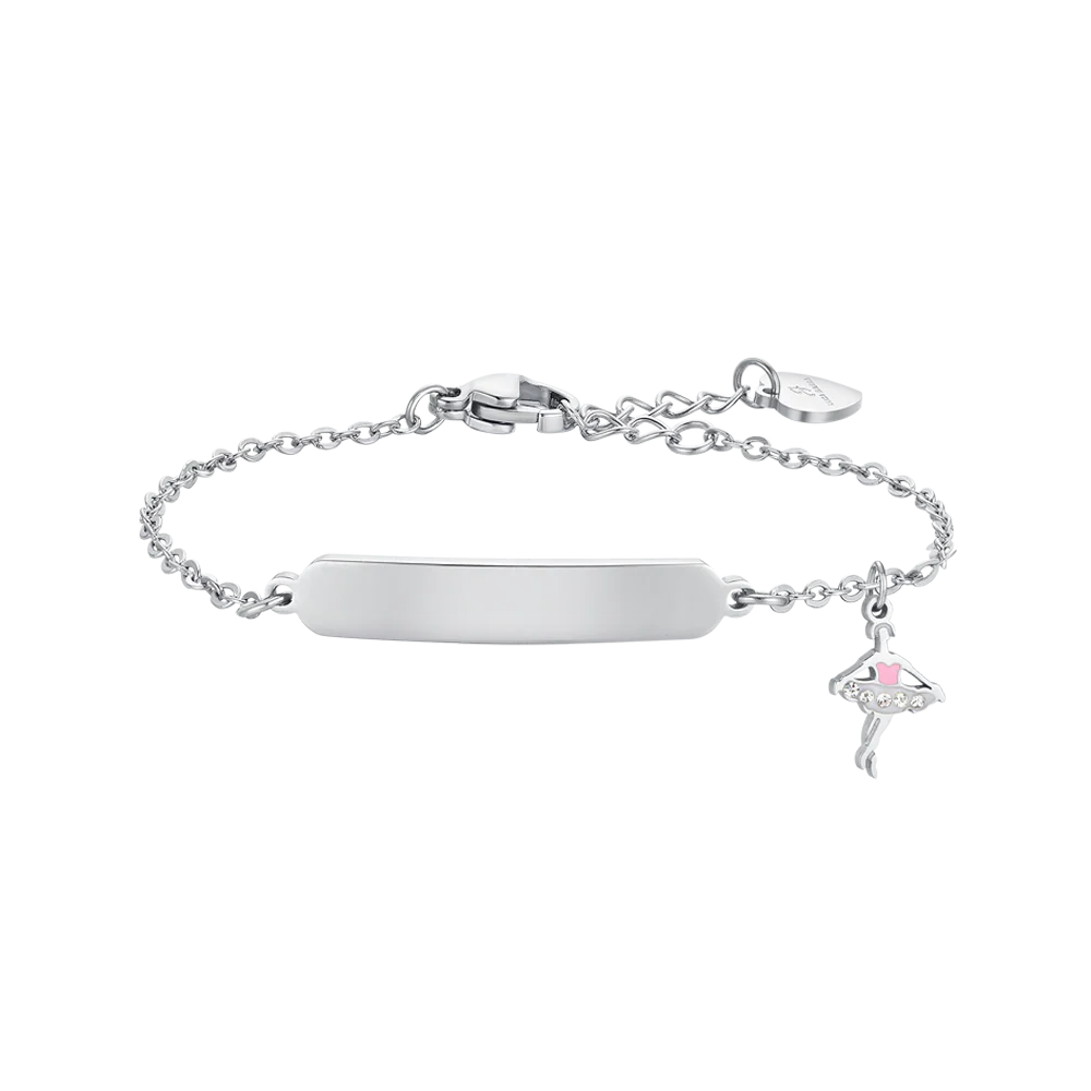 luca barra - BRACCIALE BAMBINA IN ACCIAIO BALLERINA E PIASTRA