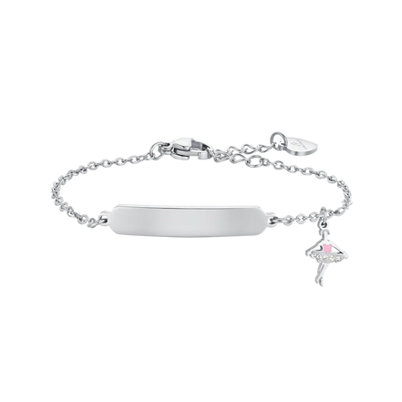 luca barra - BRACCIALE BAMBINA IN ACCIAIO BALLERINA E PIASTRA