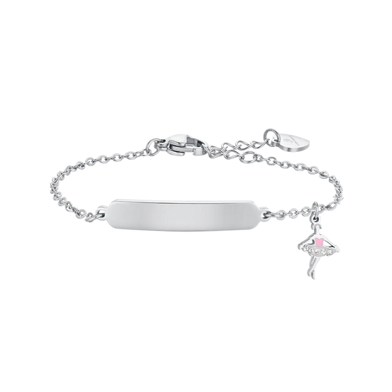 luca barra - BRACCIALE BAMBINA IN ACCIAIO BALLERINA E PIASTRA