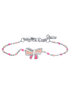 luca barra - BRACCIALE IN ACCIAO, FIOCCO CON SMALTO ROSA E FUCSIA E PIETRE COLORATE