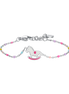 luca barra - BRACCIALE IN ACCIAIO, PIASTRA E CAVALLO A DONDOLO CON SMALTO ROSA E FUCSIA E PIE